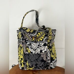 Vera Bradley Large Floral Tote “Baroque” Black, Yellow, Gray